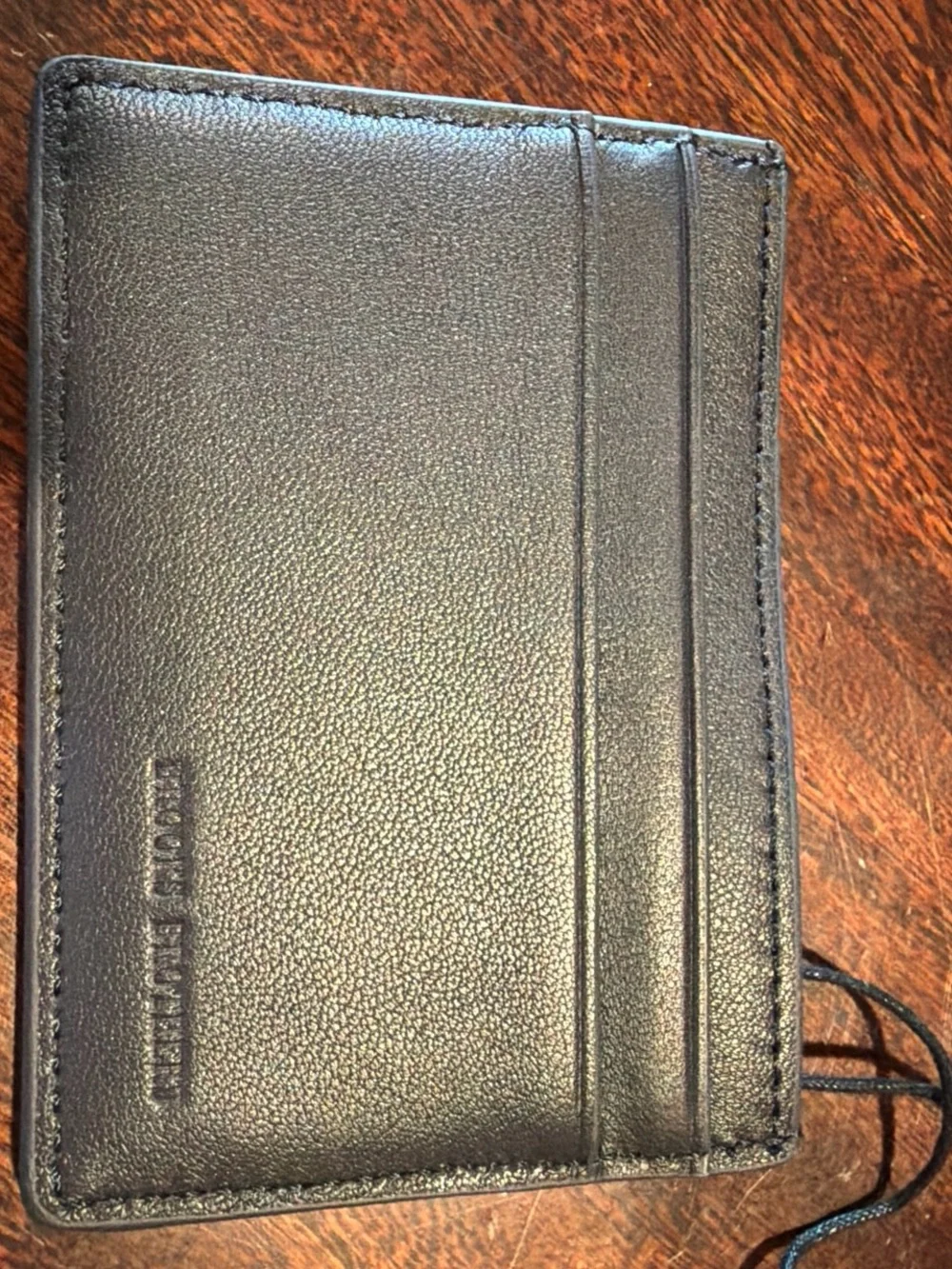 Brooks Brothers Slim Black Leather Card Wallet NWT